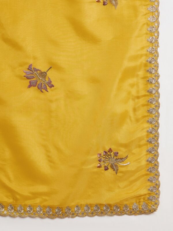 Pista Embroidered Organza Straight Kurta Palazzo Set with Dupatta