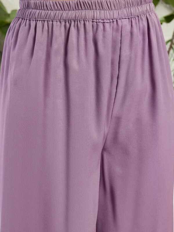 Elegant Lavender Organza Multi-Color Embroidered Kurta Palazzo Set