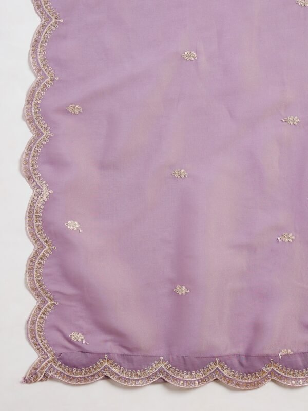 Elegant Lavender Organza Multi-Color Embroidered Kurta Palazzo Set