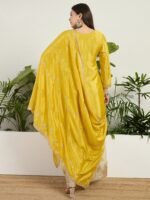 Radiant Yellow Chinon Embroidered Kurta with Floral Palazzo Set