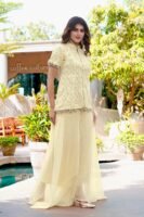 Ivory Grace Embroidered Art Silk Kurta Palazzo Set for Women