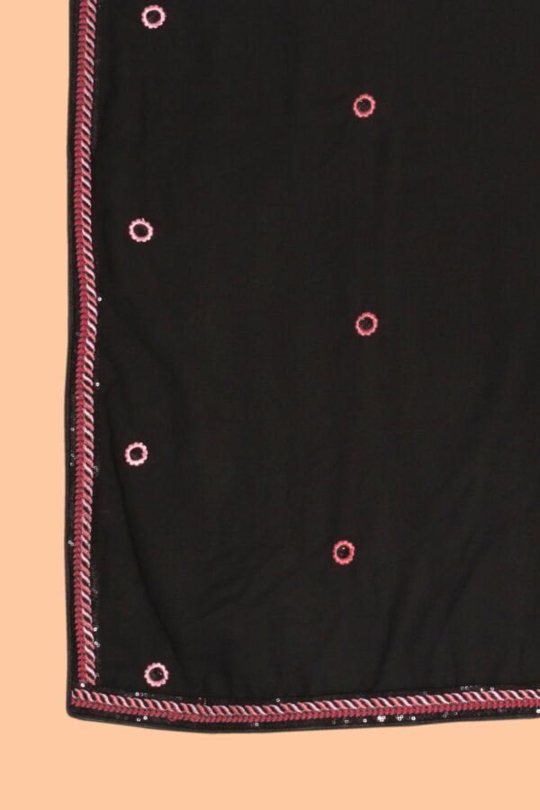Midnight Elegance Black Embroidered Faux Georgette A-Line Gown with Dupatta