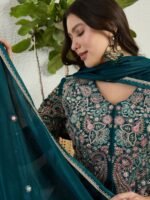 Elegant Emerald Green Embroidered Kurta Palazzo Set