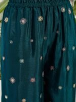 Elegant Emerald Green Embroidered Kurta Palazzo Set