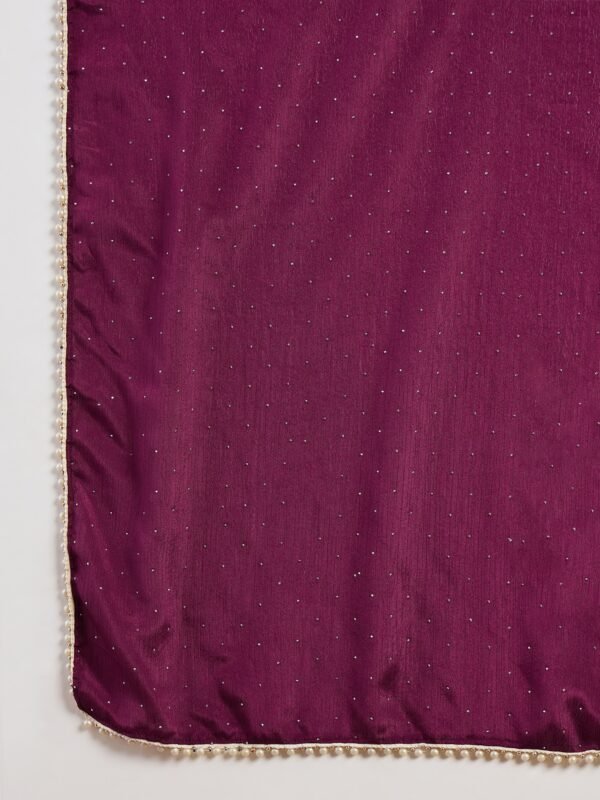 Purple Chinon Embroidered A-Line Gown with Dupatta