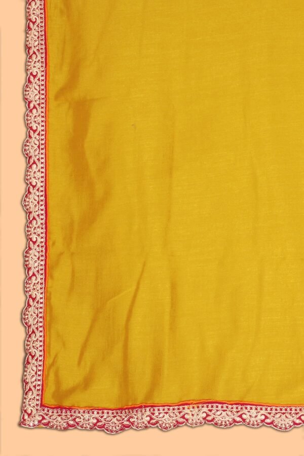 Orange Embroidered Kurta Palazzo Set with Yellow Dupatta