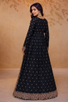 Royal Blue Embroidered Chinon Lehenga Choli with Designer Jacket