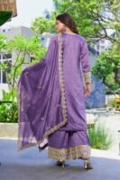 Enchanting Purple Kurta Palazzo Set with Embroidered Dupatta