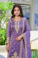 Enchanting Purple Kurta Palazzo Set with Embroidered Dupatta