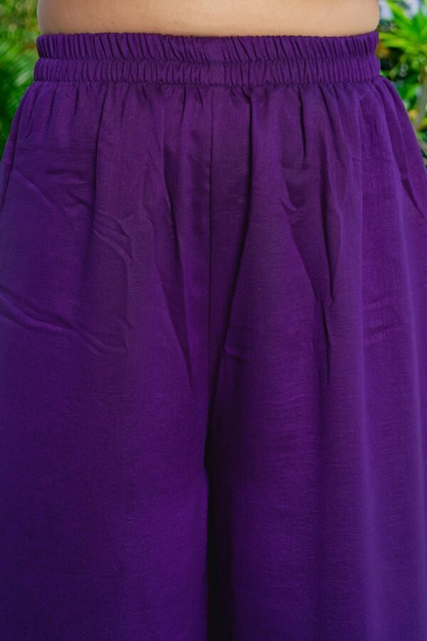 Regal Purple Embroidered Vichitra Silk A-Line Kurta Palazzo Set with Dupatta