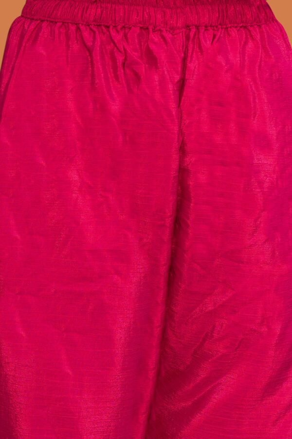 Radiant Pink Embroidered Chinon A-Line Kurta Palazzo Set with Dupatta