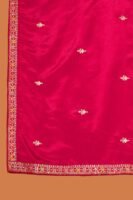 Radiant Pink Embroidered Chinon A-Line Kurta Palazzo Set with Dupatta