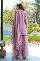 Enchanting Purple Embroidered MD Silk Kurta Palazzo Set with Dupatta
