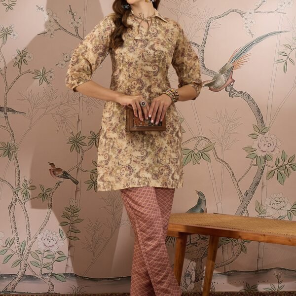 Breezy Cream Floral Printed Cotton Co-Ord Set