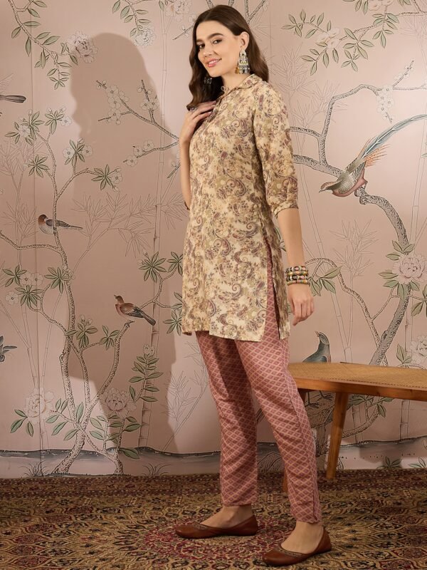 Breezy Cream Floral Printed Cotton Co-Ord Set