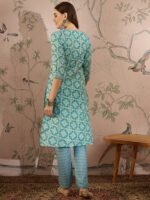 Breezy Green Printed Cotton Straight Co-Ord Set