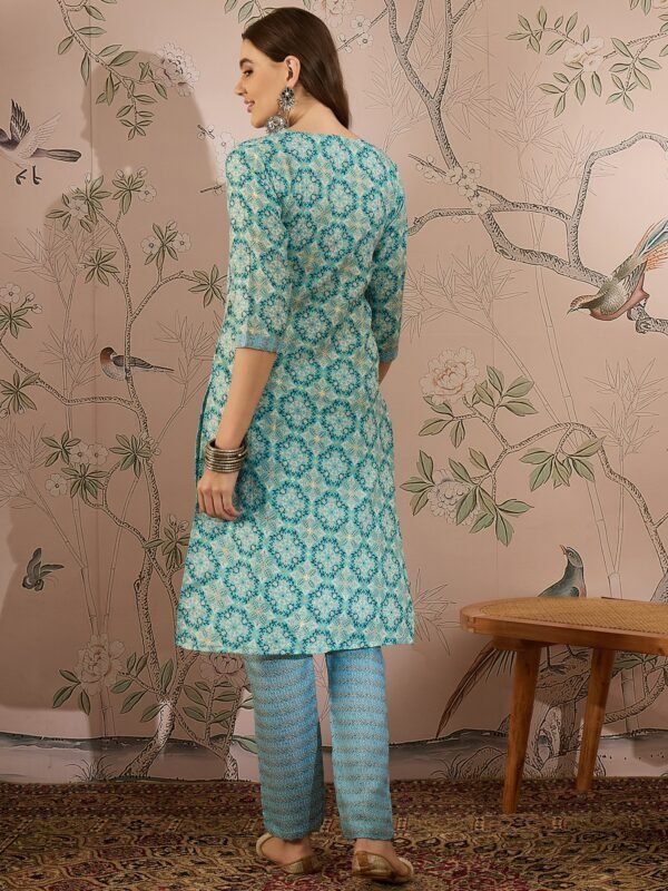 Breezy Green Printed Cotton Straight Co-Ord Set