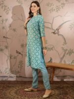 Breezy Green Printed Cotton Straight Co-Ord Set