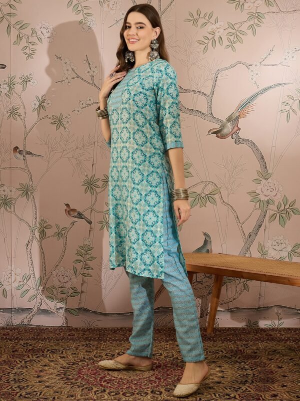 Breezy Green Printed Cotton Straight Co-Ord Set