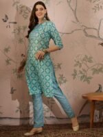 Breezy Green Printed Cotton Straight Co-Ord Set