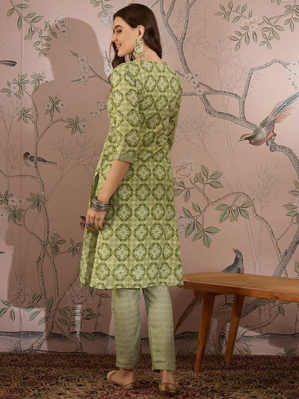 Breezy Green Printed Cotton Straight Co-Ord Set