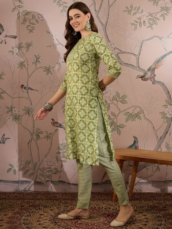 Breezy Green Printed Cotton Straight Co-Ord Set