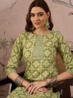 Breezy Green Printed Cotton Straight Co-Ord Set