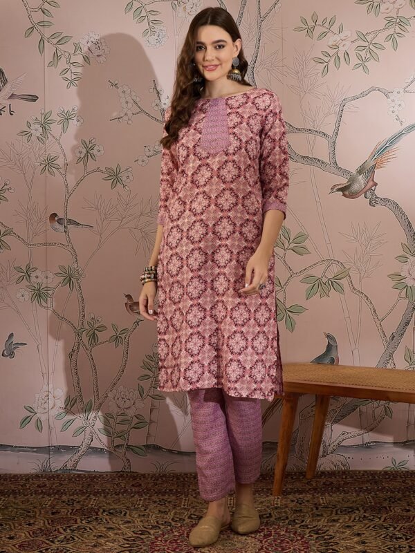 Breezy Green Printed Cotton Straight Co-Ord Set
