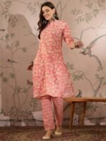 Refreshing Peach Bandhani Printed Cotton Co-Ord Set