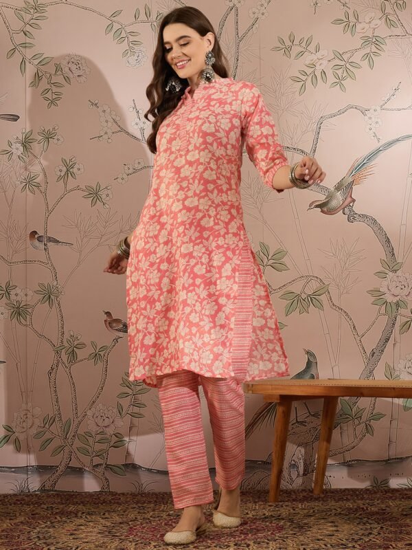 Refreshing Peach Bandhani Printed Cotton Co-Ord Set