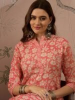 Refreshing Peach Bandhani Printed Cotton Co-Ord Set