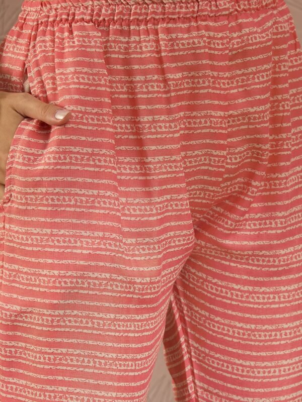 Refreshing Peach Bandhani Printed Cotton Co-Ord Set