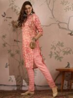 Refreshing Peach Bandhani Printed Cotton Co-Ord Set