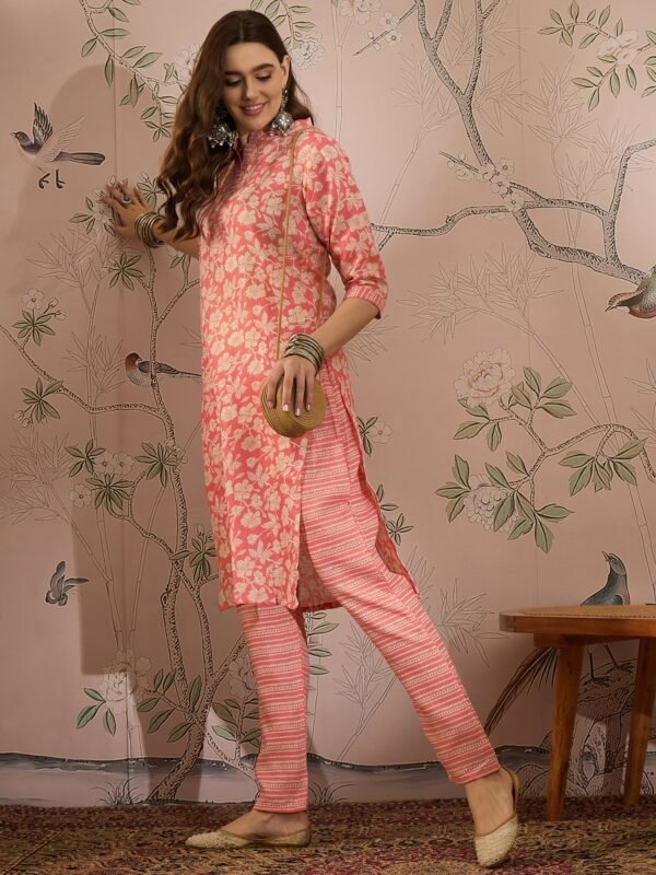 Refreshing Peach Bandhani Printed Cotton Co-Ord Set