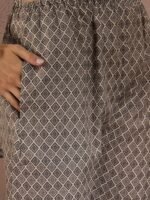 Green Printed Straight Kurta with Bottom – Notch Neck, 3/4 Sleeve Stitched Cotton Set
