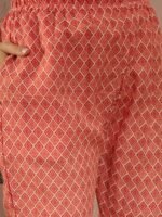 Green Printed Straight Kurta with Bottom – Notch Neck, 3/4 Sleeve Stitched Cotton Set