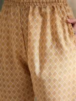 Green Printed Straight Kurta with Bottom – Notch Neck, 3/4 Sleeve Stitched Cotton Set